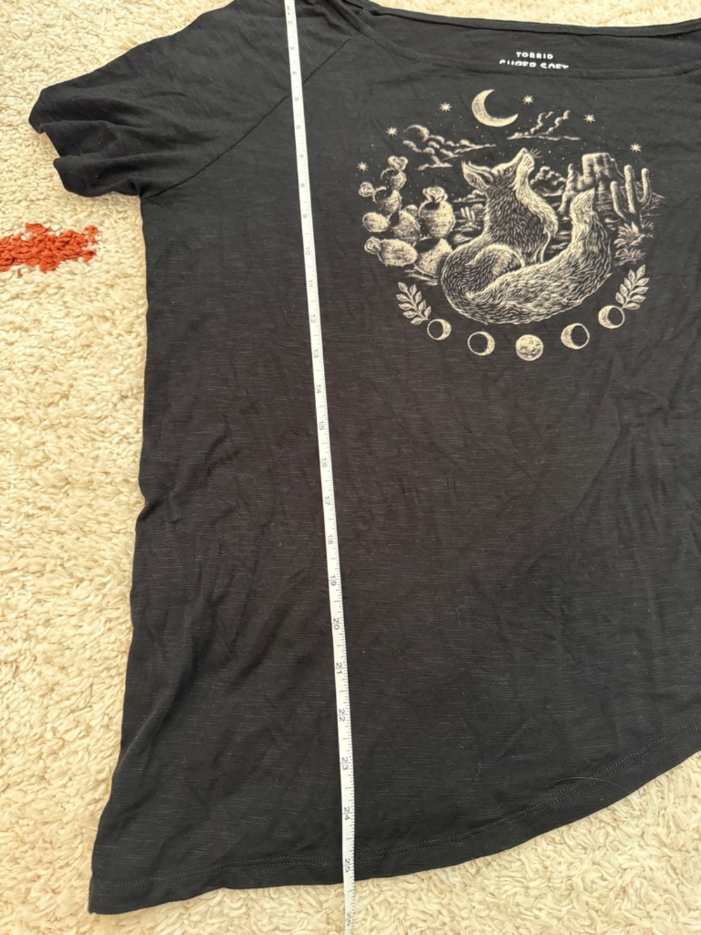 Torrid Super Soft Black Fox Moon Cactus Off Shoulder Side Tie Tee 00 - Picture 10 of 11